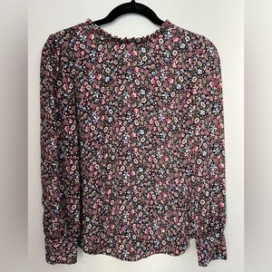 Floral Blouse - Black with Pink Accents